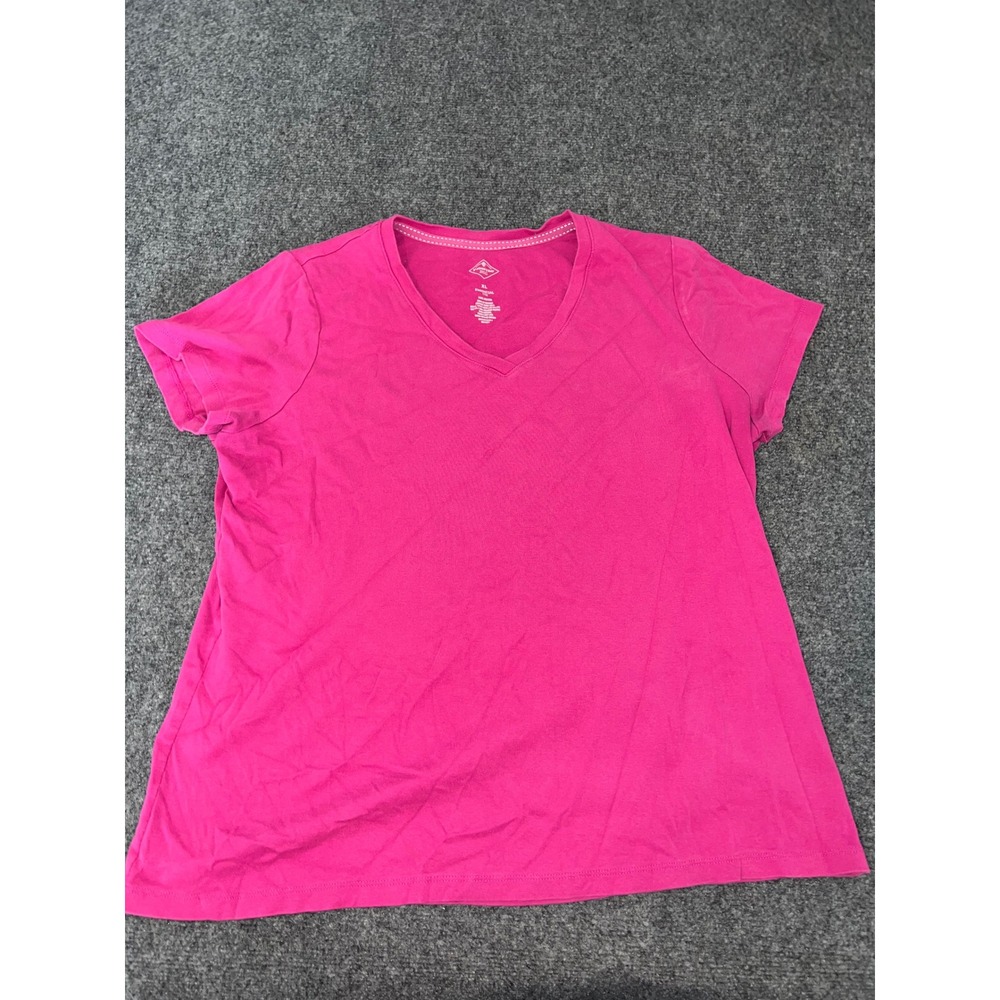 St Johns Bay Essential Tee Pink V-Neck Cotton Short Sleeve T-Shirt Womens XL